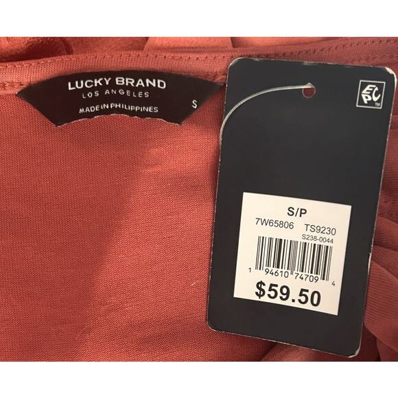 NWT Lucky Brand Sandwash Twist-Front V-Neck Tandori Spice Top Small - Picture 5 of 6